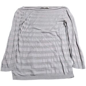 LOFT Striped Long Sleeve Sweater Top Women's Size XS Light Gray Light Weight